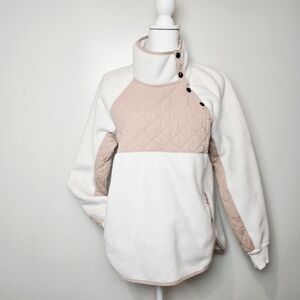 Abercrombie & Fitch Cream and Pink Fleece Pullover